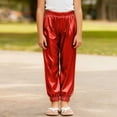 thumbnail image 2 of mgoYE Girls Sequin Pants Sparkle Kids Elastic Waist Glitter Disco Dance Trousers(Red,8-9 Years), 2 of 6