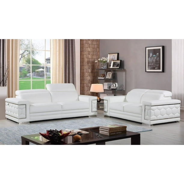 Contemporary White Genuine Italian, Italian Leather Sofa Sets
