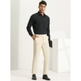 thumbnail image 4 of Pantalones recortados para hombre Pantalones de vestir hasta el tobillo de color sólido con parte delantera plana y ajuste delgado Beige 30, 4 of 6