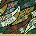 thumbnail image 2 of Ambesonne African Fabric by the Yard Upholstery, Circles Chevrons Lines, 1 Yard, Multicolor, 2 of 5