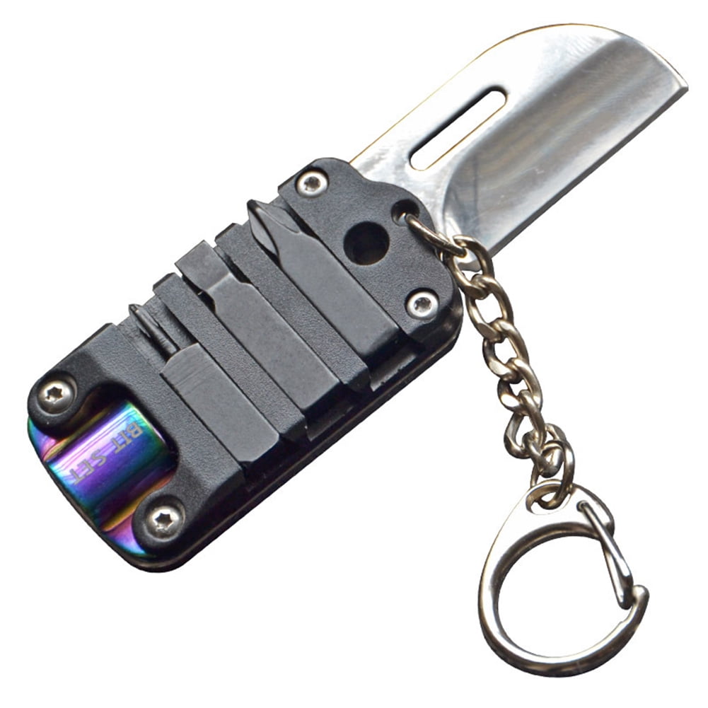 Tiyuyo Multi-Function Mini Screwdriver Bit Folding Knife Outdoor Keychain  Tool 