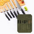 thumbnail image 2 of SSZMDLB under $5 1Pcs Waxed Canvas Knife Bag, Chef's Knife Bag Roll, Professional Canvas Travel Carry Case, Wet Waxed Canvas Tool Roll, 7 Slot Knife Pen Holder, for Camping Kitchen Picnic, 2 of 9