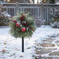 thumbnail image 3 of Uv Resistant Artificial Poinsettia Yard Stake, Realistic Christmas Floral Stake with Frosted Branches, Pine Cones and Berries, for Outdoor Garden and Indoor Tabletop Holiday Decor, 3 of 7