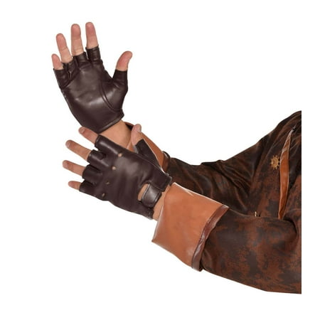 Steampunk Brown Mens Adult Fantasy Costume Fingerless Gloves