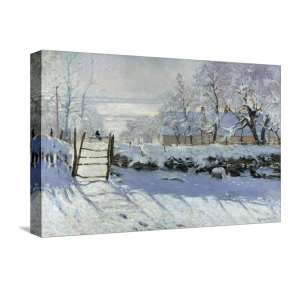Art.com The Magpie, 1869 Stretched Canvas Print Wall Art by Claude Monet, 18" x 12"
