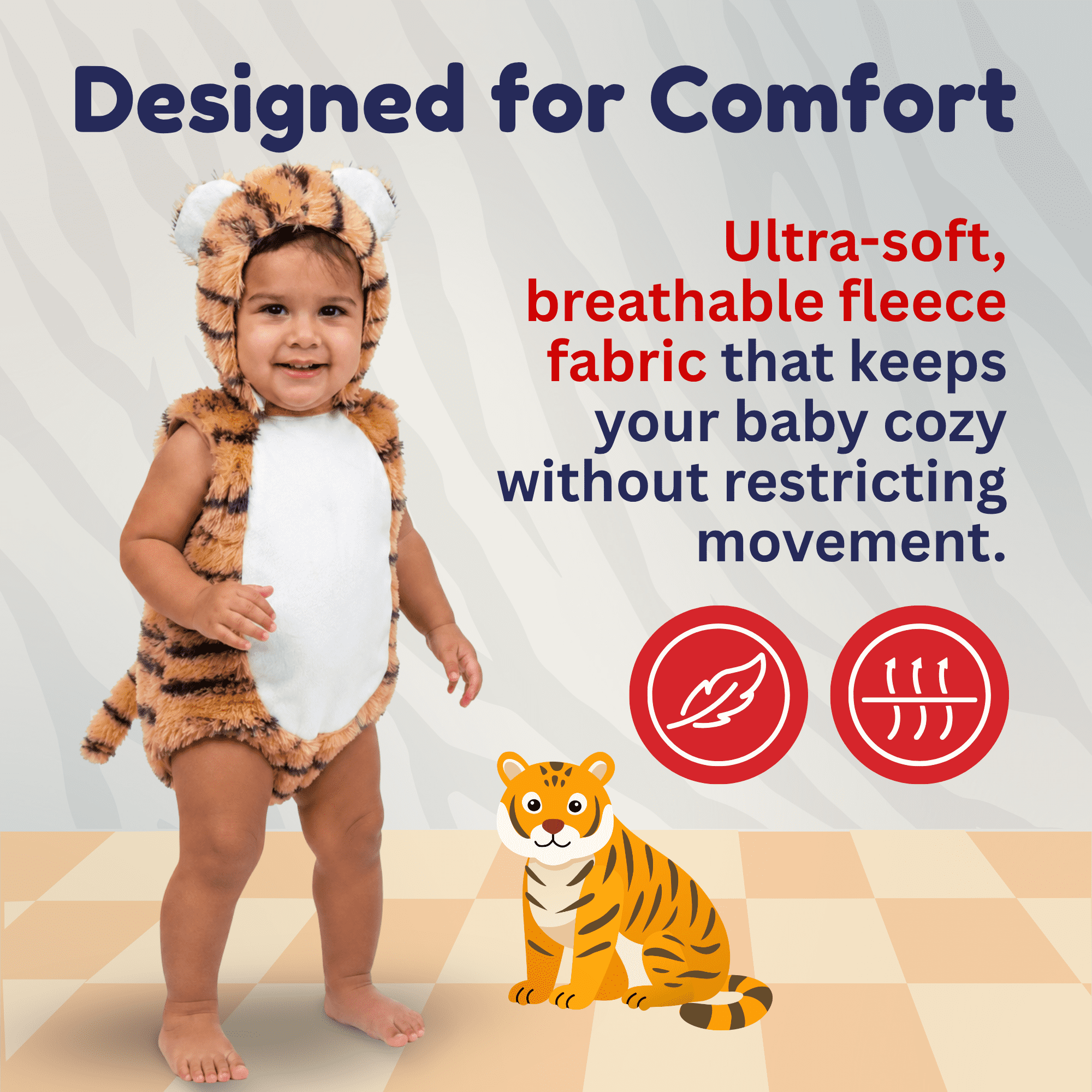 Dress Up America Tiger Baby Costume - Animal Onesie Romper for Infants - Halloween Tiger Cub Costume