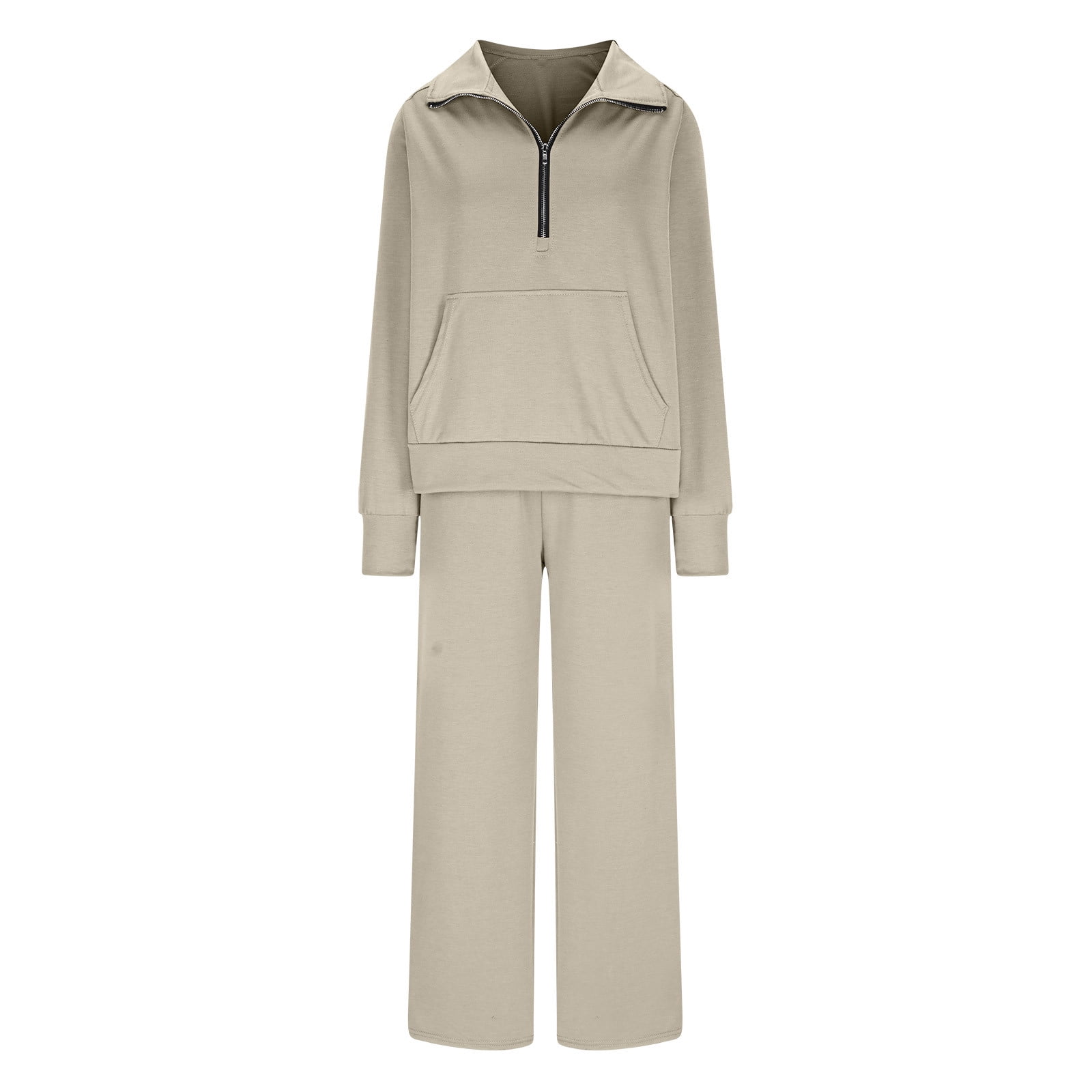 Womens 2 Piece Outfits Fall Two Piece Sets Women's Solid Color Casual Zipper Long Sleeved Pants Wide Leg Set my reorder list