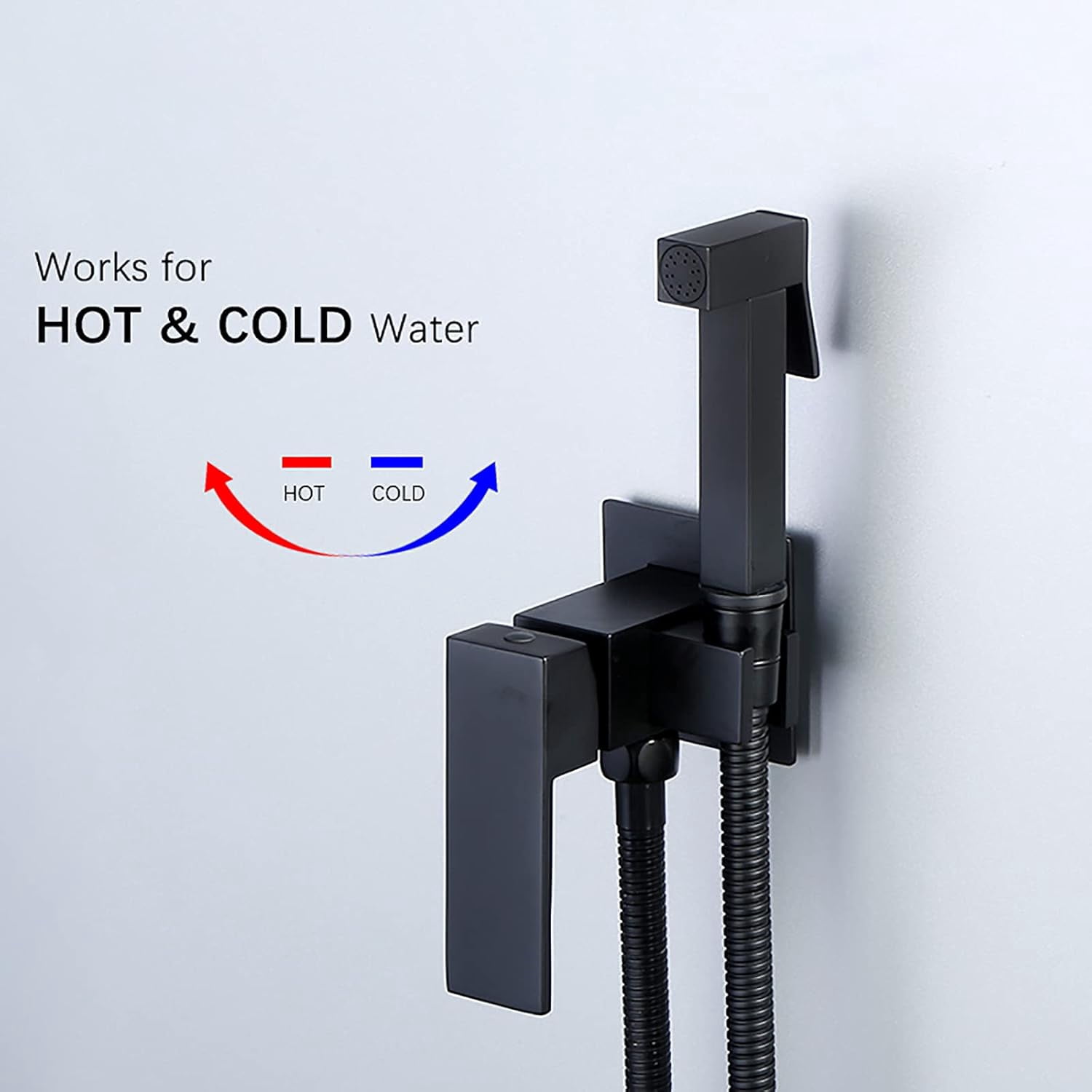 Handheld Bidet Sprayer for Toilet, Black Brass Bathroom Cloth Diaper Sprayer Set with Cold and Hot Water, Wall Mounted Toilet Bidet Sprayer Kit for Feminine Hygiene, Bathing Pets