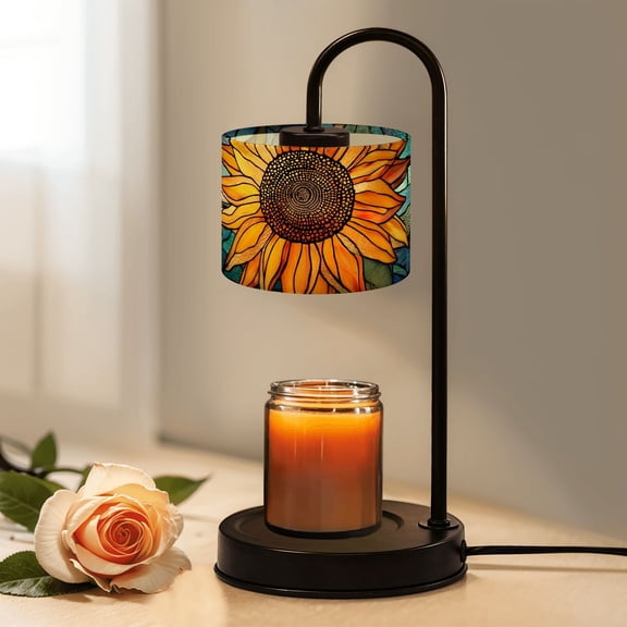 Candle Warmer Lamp with Timer Dimmer Sunflower Stained Glass for Windows Candle Lamp Warmer for Jar Candle with 4 Bulbs Gifts for Women House Warming Gifts