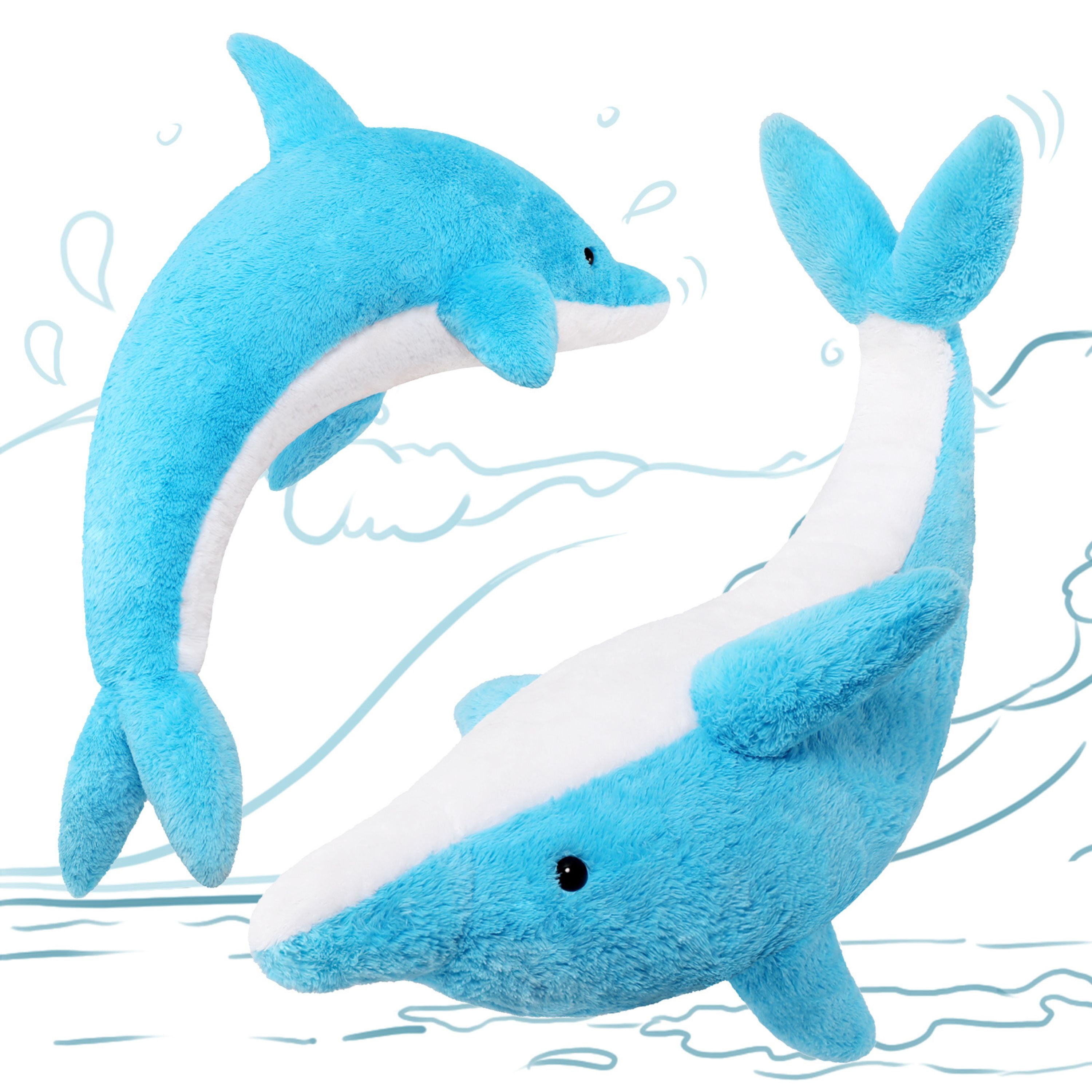 Muiteiur 55" Dolphin Plush Toy Giant Body Pillow Ocean Life Stuffed Animal