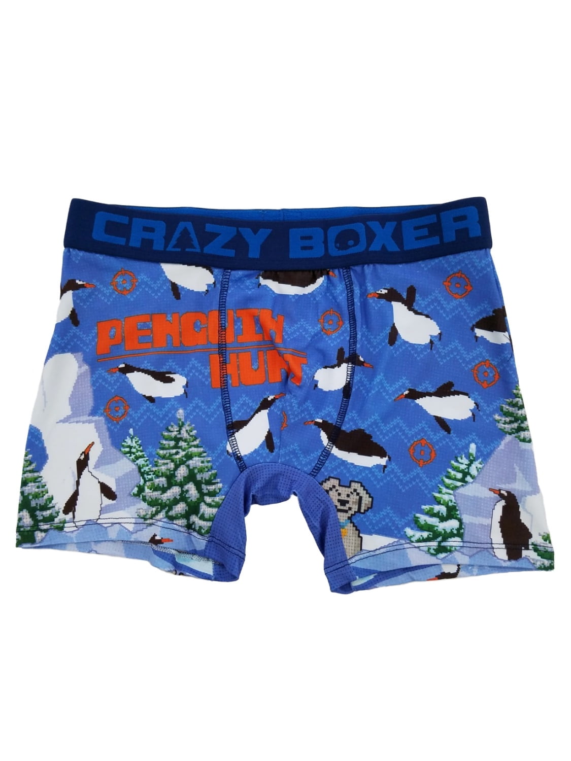 Crazy Boxer Mens Penguin Hunt Christmas Holiday Novelty Underwear Boxer Briefs