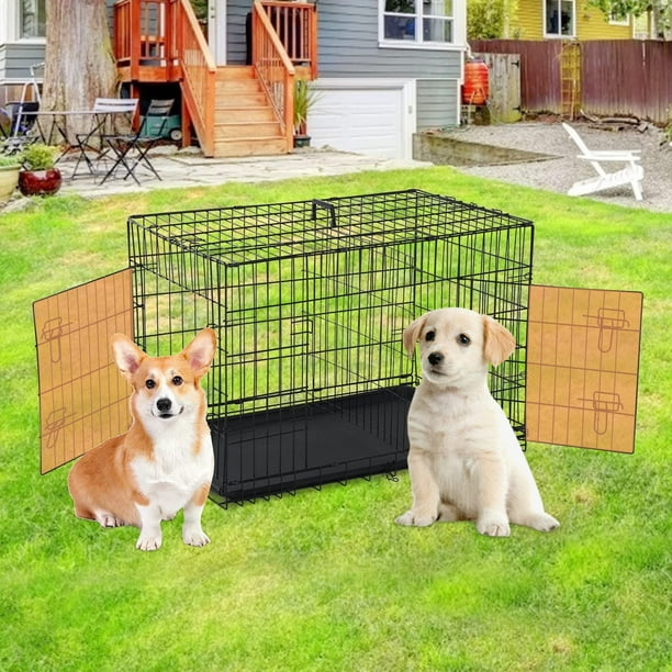 NiamVelo Dog Cage 36'' Metal Dog Crate , Folding Dog Kennel with
