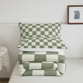 thumbnail image 5 of Erosebridal Plaid Comforter Set Toddler Beige Sage Green Checkerboard Quilt Set Geometric Checkered Bedding Set,Aesthetic Grid Duvet Set Modern Room Decor 2 Pcs, 5 of 7