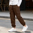 thumbnail image 2 of ZBSOKO Cargo Joggers for Boys Elastic Waist Elastic Cuff Fashion Track Pants with Multi Pockets Running Workout Pant Sizes 5-15 Years, 2 of 7