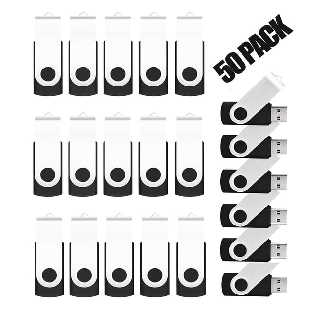 Unidades flash EASTBULL, 50 unidades, 256 MB, USB 2.0 con cordones, color negro