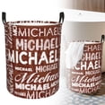 thumbnail image 2 of Laundry Basket Personalized Laundry Hamper for Bathroom Bedrooms Dirty Clothes Hamper Storage Basket for Kids Boys Girls Baby Men Women, A Reddish-Brown Fabric Dirty Clothes Storage Basket, 2 of 9