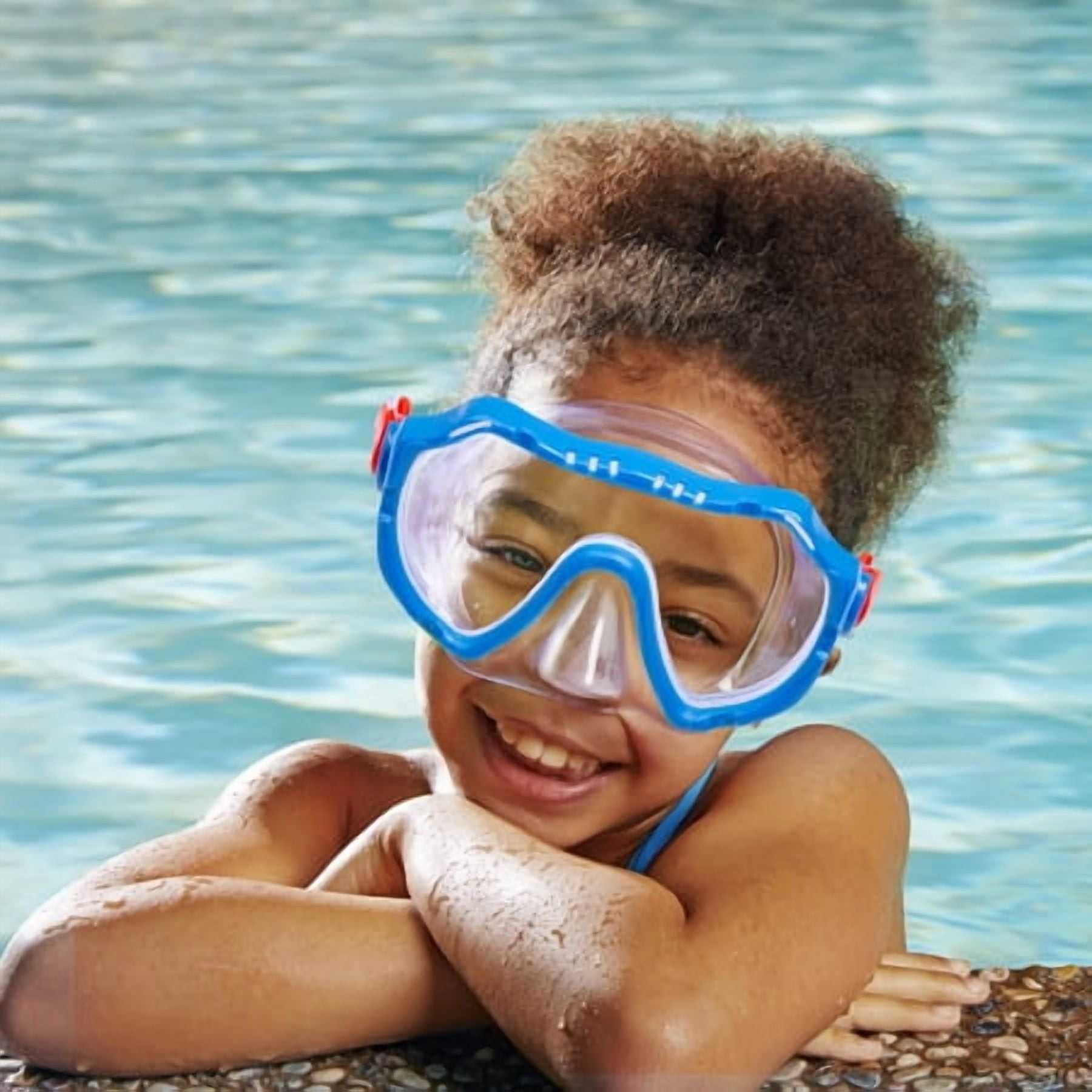 (4 pack) Aqua Dolfino Youth Latex Free Swim Mask Goggle for Children 6+, Blue