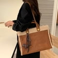 thumbnail image 5 of Bolsos de mano para mujer, bolsos de mano y carteras de diseñador de lujo, novedad de 2024, en PU, ribete de lana de cordero sintética, letras, gran capacidad, para hombro debajo del brazo, 5 of 5
