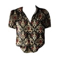 thumbnail image 4 of Bovemsi Women Cotton Shirt Printed Fashion Down Shirts Casual Tops Short Sleeve Blouse, Black Women's Summer Shirts, S, 4 of 4
