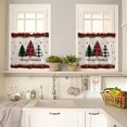 thumbnail image 4 of Christmas Kitchen Curtain Set Christmas Tree Rod Pocket Kitchen Tier Curtains Valance Set 3 Piece Snowflake Red Black Green Buffalo Plaid Check Christmas Window Curtain Valance Tier Set 54 in x 36 in, 4 of 5