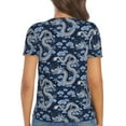 thumbnail image 3 of Fuzoiu Dragons Print Women's V-Neck T-Shirt,Women's Short Sleeve Top, Comfortable for Work, Leisure, and Sports, 3 of 7