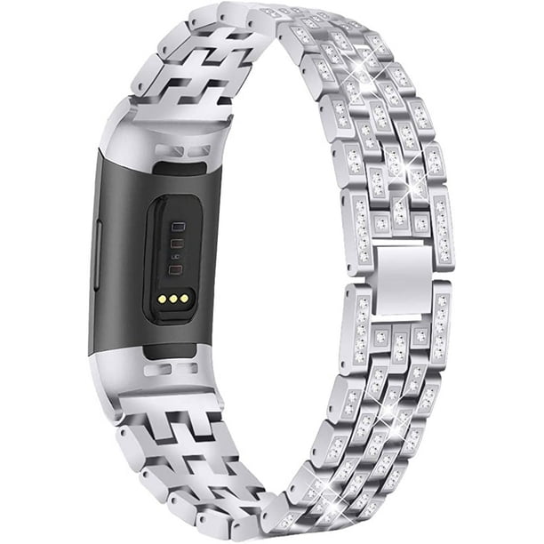 BORCHY Metal Bling Bands Compatible with Fitbit Charge 4 Fitbit Charge 3 Fitbit Charge 3 SE Smartwatch Rhine