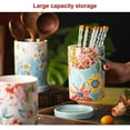 thumbnail image 4 of Dxcaicc Kitchen Utensil Holder, Ceramic Utensil Holder for Kitchen Counter, Flowers Series Multiple Drain Holes Chopstick Holder with Drain Tray, 4X7 Inch,C, 4 of 10