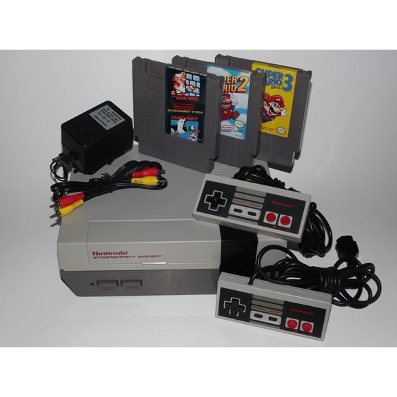 Nintendo Entertainment System Bundle With Super Mario Bros 1, 2, 3 and New NES 72 Pin Connector Installed