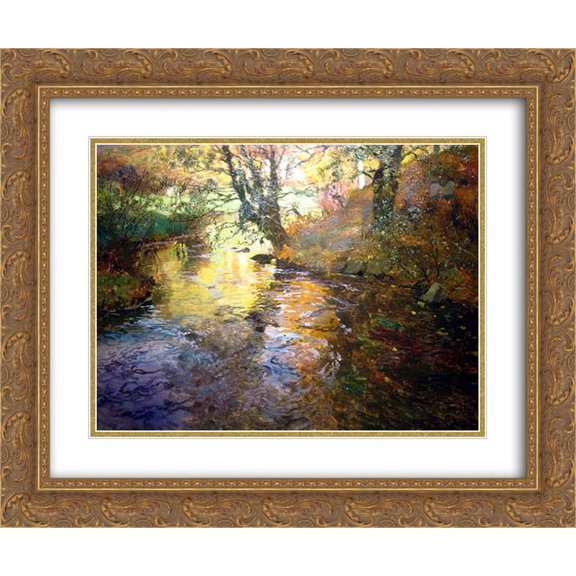 Frits Thaulow 2x Matted 24x20 Gold Ornate Framed Art Print 'At Quimperle'