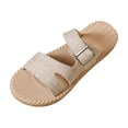 thumbnail image 2 of Miqool Women's Flat Sandals Square Open Toe Dressy Vacation Slip On Slides Shoes, 2 of 7