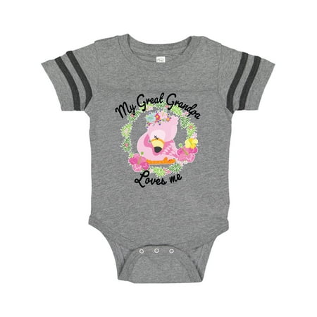 

Inktastic Baby Flamingo My Great Grandpa Loves Me with Flower Wreath Gift Baby Boy or Baby Girl Bodysuit