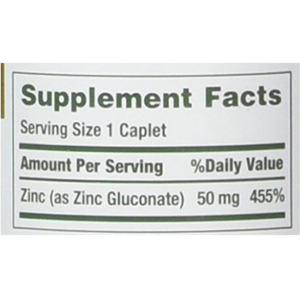 Nature's Bounty Zinc 50 mg Caplets 100 Count - 3 Pack