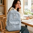 thumbnail image 3 of Teen Casual Polyester Star Print Backpack, Fashion Large Everyday Daypack, Coquette Bookbag for Campus Weekend Commute, 3 of 8