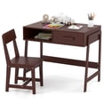 thumbnail image 1 of Costway Kids Desk and Chair Set with Storage Drawer and Hutch, Student Writing Desk Set Brown, 1 of 10