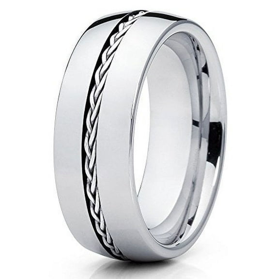 Tungsten Wedding Band 8mm Braid Tungsten Ring Tungsten Carbide Ring Men's Tungsten Band