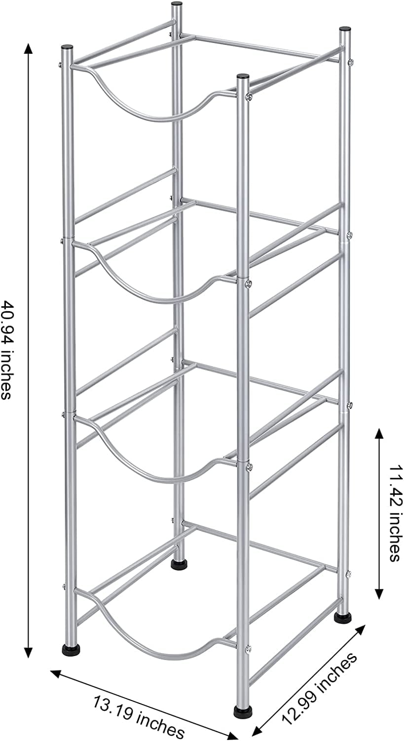 5 Gallon Water Jug Holder Water Bottle Storage Rack 4-Tier, Silver