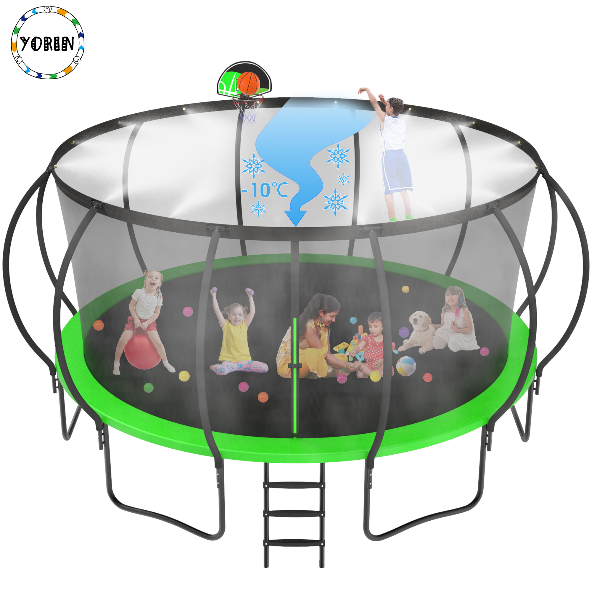 YORIN Trampoline with Misting Cooling System, 1500LBS 16FT Trampoline