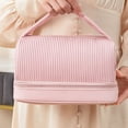 thumbnail image 4 of Bolsa de Maquillaje de Vije, Cuero Impermeable Pu Portátil de Gran Capacidad de Doble Capa Bolsita Cosmética Rosa para Artículos de Tocador para Mujeres, 4 of 7