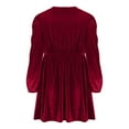 thumbnail image 4 of Women's Elegant Velvet Dress Long Sleeve Round Collar Bow Detail Pockets Knee-Length Casual Temperament Daily Party Fashion Wear Outfit Wine L, 4 of 6