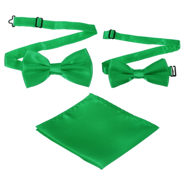 Pajarita para hombres, pajaritas ajustables con pañuelo de bolsillo, conjuntos de pajaritas preatadas para bodas (Verde, 2 tamaños)
