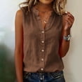 thumbnail image 2 of aohooy Womens Sleeveless Linen Button Down Shirts Plus Size Cotton Gauze Tank Tops V Neck Dressy Casual Work Top and Blouse 2026 Coffee,S, 2 of 9