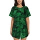 thumbnail image 1 of Fotbe Green Leave Fern Conjunto de Pijama Estampado para Mujer, 2 Piezas, Ropa de Dormir con Camiseta de Manga Corta y Shorts Suaves-Medium, 1 of 6