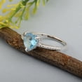 thumbnail image 4 of Solitaire 8MM Heart Shape Swiss Blue Topaz 925 Sterling Silver Beaded Shank Women Love Ring, 4 of 5