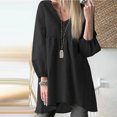 thumbnail image 4 of Cmfcve Gauze Shirt for Woman Summer V-Neck Long Sleeve Peasant Top Plus Size Loose Cotton Linen Top, 4 of 7