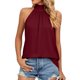 thumbnail image 1 of Playeras,Blusas y Tops,Ropa para Mujer Camisola para mujer Camisetas sin mangas sin mangas correa de seda mujeres colgando cuello encaje arriba blusa (Red, XXL), 1 of 5