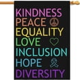 thumbnail image 1 of Pride House Flags 28x40 Inch Double Sided, Kindness Peace Equality Love Inclusion Hope Diversity Burlap Vertical Flag for Yard Lawn Spring Summer Fall Winter Outdoor Decoration, 1 of 5
