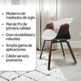 thumbnail image 4 of Fohfurniture FOH Sillas para Comedor Blancas con Madera Curvada Nogal, Tapizadas en PU, Estilo Moderno Mid-Century, Sillas para Sala, Cocina u Oficina (Juego de 2), 4 of 7