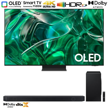 Samsung S95C 77 inch HDR Quantum Dot OLED Smart TV (2023 Model) Bundle with Q-series 7.1.2 ch. Wireless Dolby ATMOS Soundbar w/ Q-Symphony