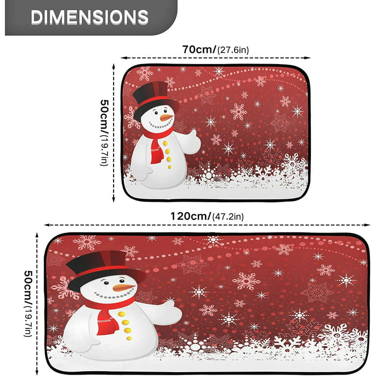  Winter Christmas Kitchen Floor Mats, Cartoon Snowman