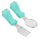 thumbnail image 1 of Juego de tenedor y cuchara para niños pequeños, cubiertos de acero inoxidable con estuche de viaje, cubiertos para niños que se alimentan solos, cubiertos cian, 1 of 6